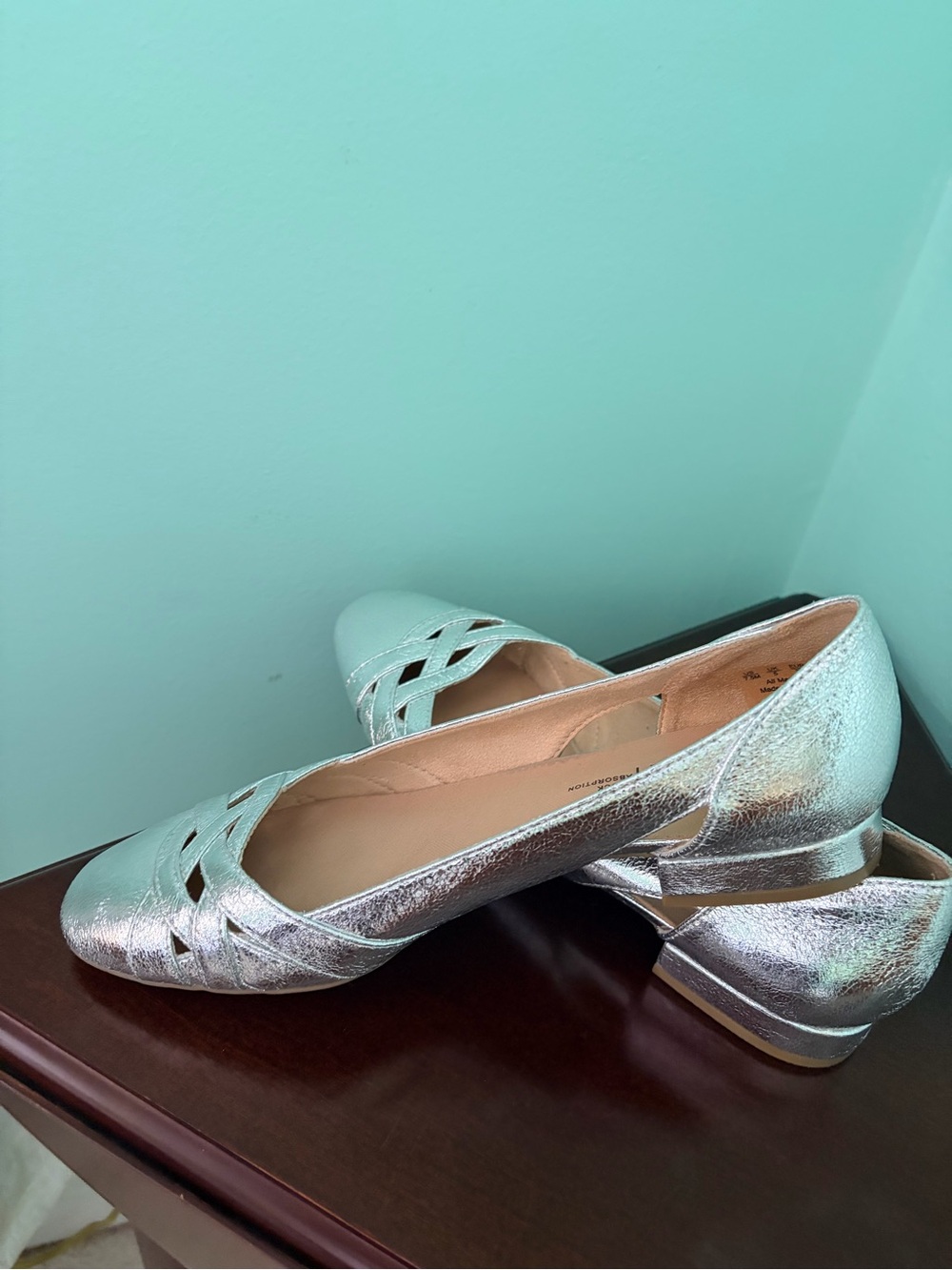 Women’s Silver Metallic Low Heel Flats